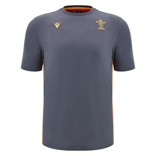 Wales Mens Travel Cotton T-Shirt - Grey 2025 - Front