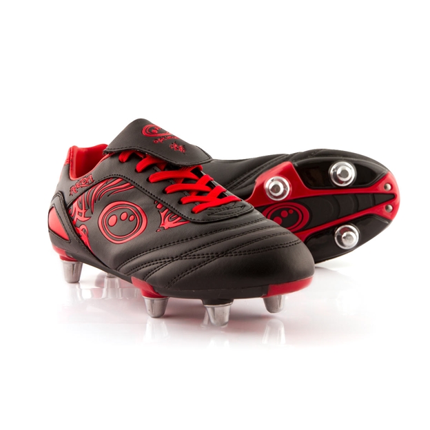 Optimum Kids Razor Rugby Soft Ground Rugby Boots - Black & Red