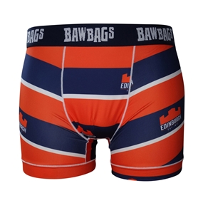 Bawbags Mens Edinburgh Rugby Stripes Cool De Sacs Boxer Shorts Navy/Orange - Front