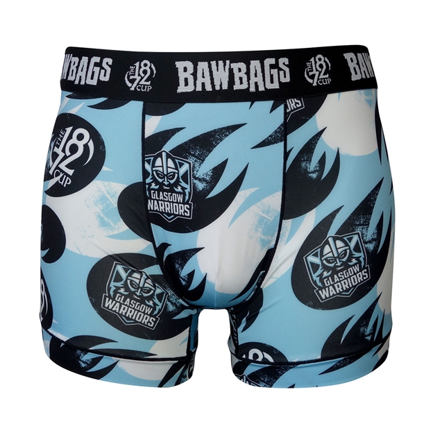 Bawbags Mens Glasgow Warriors 1872 Cup Boxer Shorts - Front View
