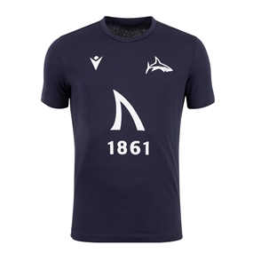 Sale Sharks Kids Travel Cotton T-Shirt 25/26 Navy - Front