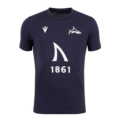 Sale Sharks Kids Travel Cotton T-Shirt 25/26 Navy - Front Sale Sharks Kids Travel Cotton T-Shirt 25/26 Navy - Front