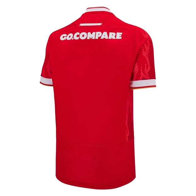 Wales Mens Poly Home Rugby Shirt - Short Sleeve 2025 - Back