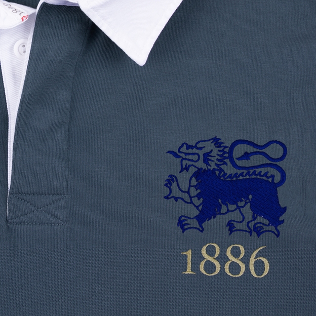 Hong Kong 1886 Heritage Pure Cotton Rugby Shirt Long Sleeve Petrol Blue - Badge