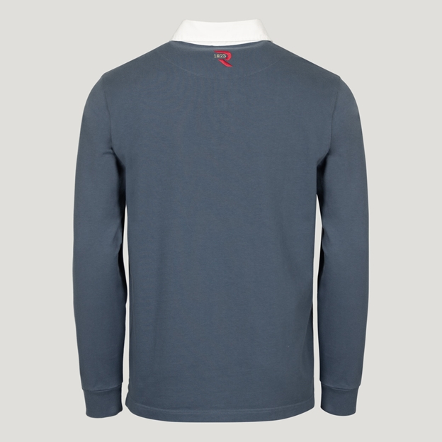 Italy 1929 Heritage Pure Cotton Rugby Shirt Long Sleeve Petrol Blue - Back View