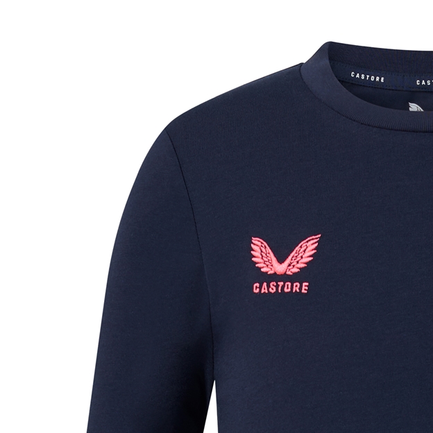 Harlequins Kids Off Pitch T-Shirt 26/27 Navy - Castore Embroidery Close-up