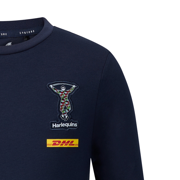 Harlequins Kids Off Pitch T-Shirt 26/27 Navy - Harlequin Detail Close-up