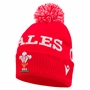 Wales Adults Pom Pom Beanie - Red 2025 - Front 