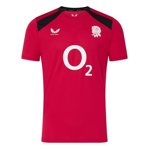 England Mens Performance T-Shirt 26/27 Persian Red - Front