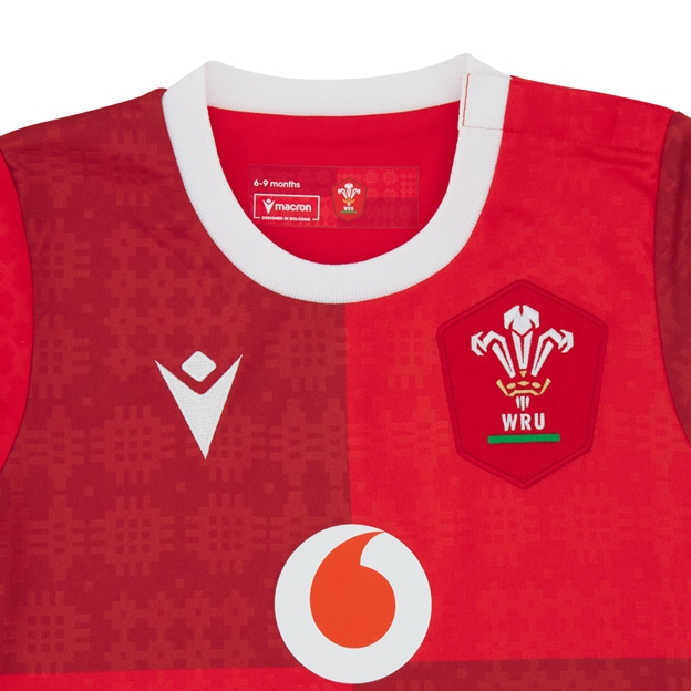 Wales Babies Home Rugby Kit 25/26 Red - Front Close-up
