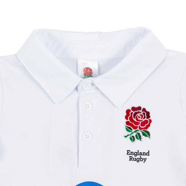England Baby Home Rugby Shirt 25/26 White - Collar Close-up England Baby Home Rugby Shirt 25/26 White - Collar Close-up