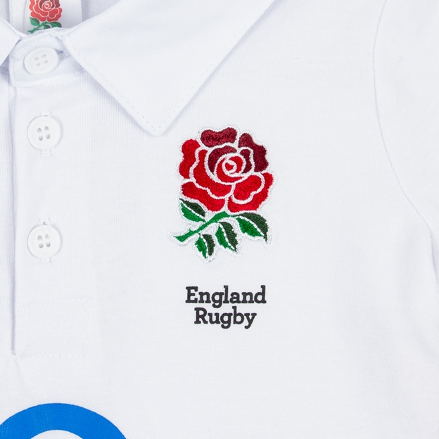England Baby Home Rugby Shirt 25/26 White - RFU Rose Embroidery England Baby Home Rugby Shirt 25/26 White - RFU Rose Embroidery