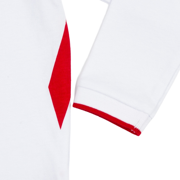 England Baby Home Rugby Shirt 25/26 White - Sleeve Close-up England Baby Home Rugby Shirt 25/26 White - Sleeve Close-up