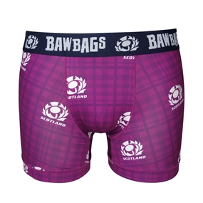 Bawbags Mens Scotland Rugby Cool De Sacs Boxer Shorts Heather Tartan - Front