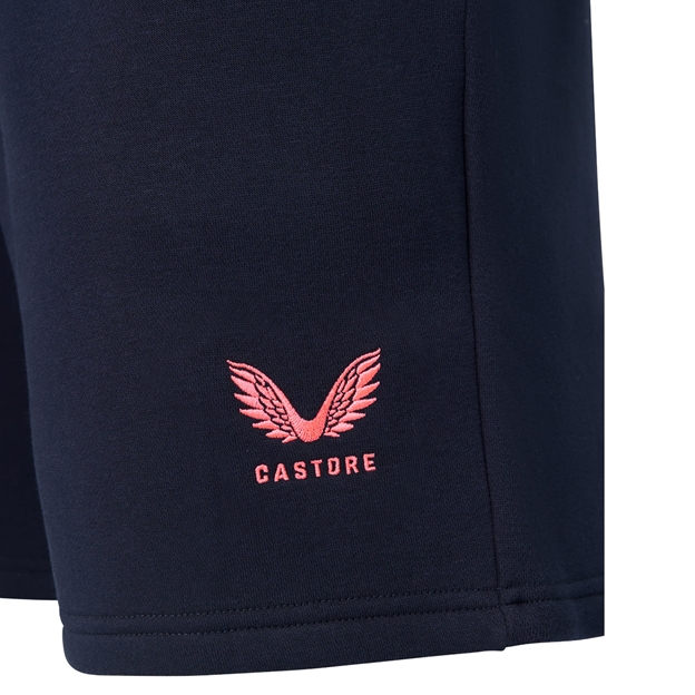 Harlequins Mens Off Pitch Shorts 26/27 Navy - Castore Logo Embroidery