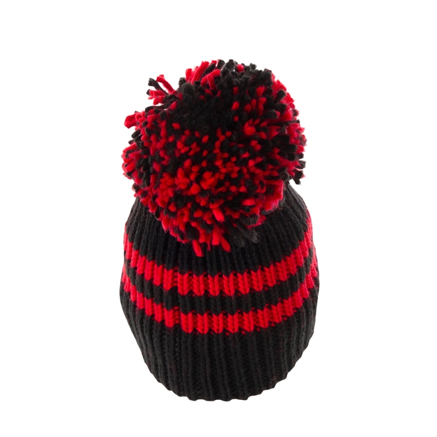 Big Bobble Beanie Hat Black & Red - Back