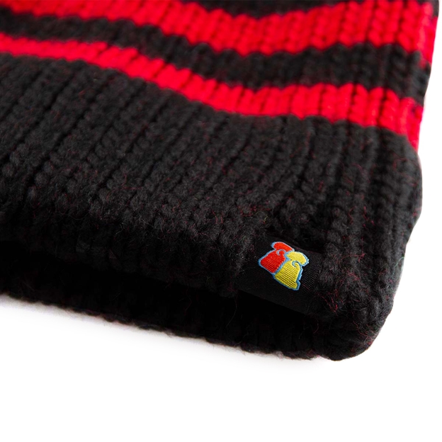 Big Bobble Beanie Hat Black & Red - Logo