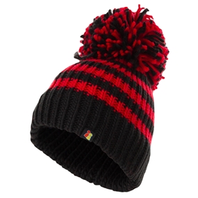 Big Bobble Beanie Hat Black & Red - Front