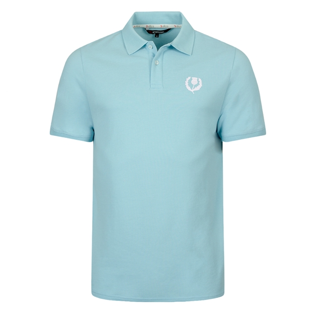 Scotland 1990 Heritage Pure Cotton Polo - Sky Blue