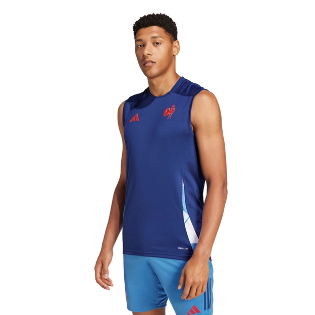 France adidas Mens Singlet - Dark Blue 2024 - Model Front