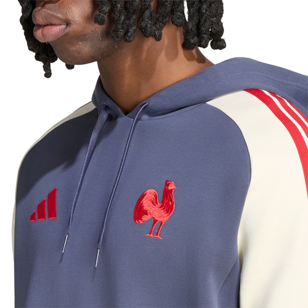 France Mens Hoodie 26/27 Shadow Navy - Model Close-up View