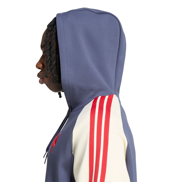 France Mens Hoodie 26/27 Shadow Navy - Model Hood Close-up View