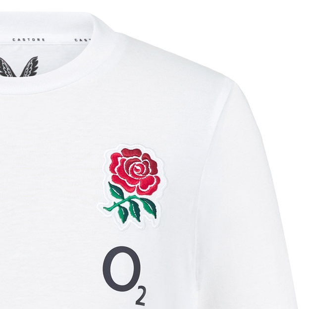 England Kids Off Pitch T-Shirt 26/27 Brilliant White - RFU Rose View