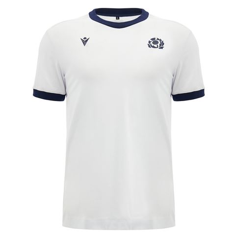 Scotland Mens Travel Cotton T-Shirt 26/27 White and Navy - Front View