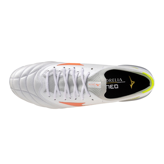 Mizuno Adults Morelia Neo V β Elite MIX Soft Ground Rugby Boots White - Top View