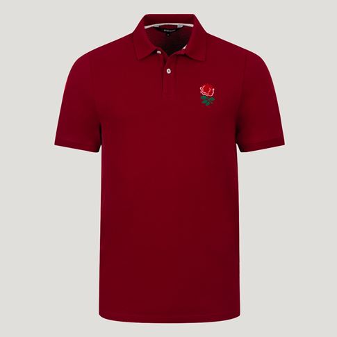 England Heritage Pure Cotton Polo Claret - Front View