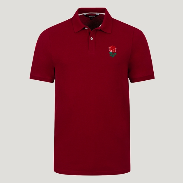 England Heritage Pure Cotton Polo Claret - Front View