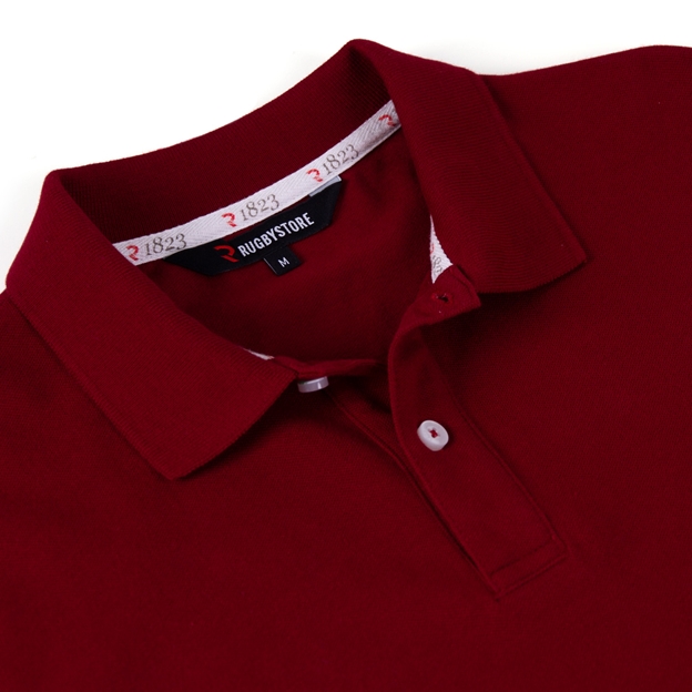 Rugby 1823 Adults Polo Shirt Claret - Collar Close-up
