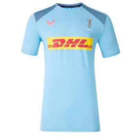 Harlequins Mens Performance T-Shirt 26/27 Glacier Lake and Blue Mirage - Front View