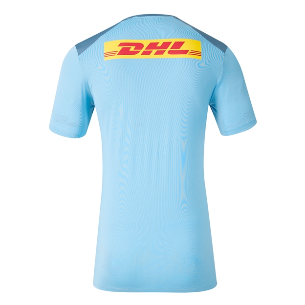 Harlequins Mens Performance T-Shirt 26/27 Glacier Lake and Blue Mirage - Back View