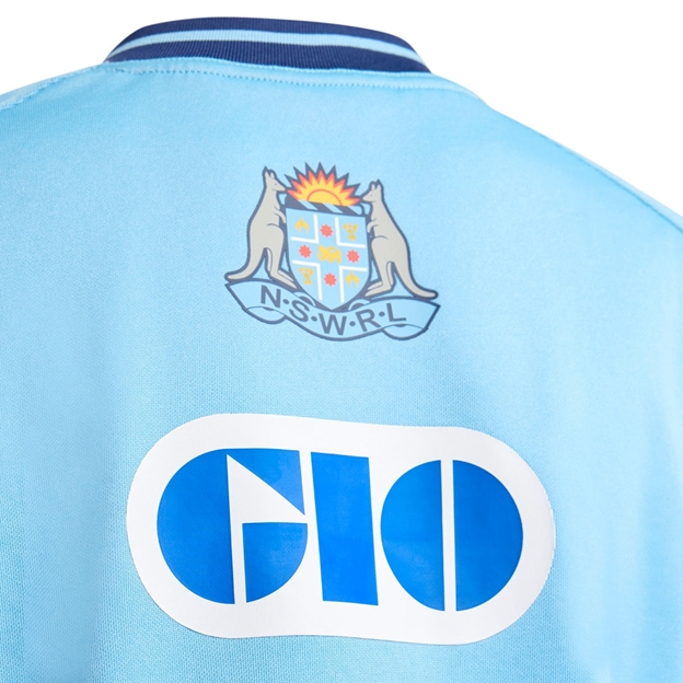 New South Wales Blues Mens Home Rugby Shirt 26/27 Light Blue - Back Close-up View