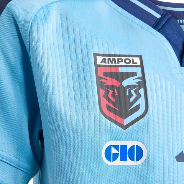 New South Wales Blues Mens Home Rugby Shirt 26/27 Light Blue - Sponsor Close-up View