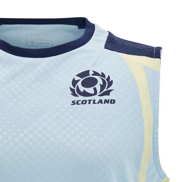 Scotland Mens Training Vest 26/27 Blue and Sand - SRU Thistle Close-up
