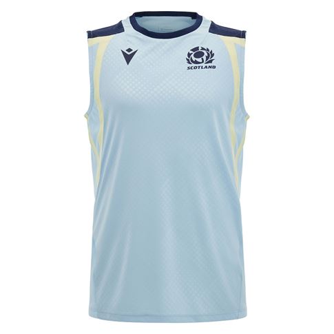 Scotland Mens Training Vest 26/27 Blue and Sand - Front View