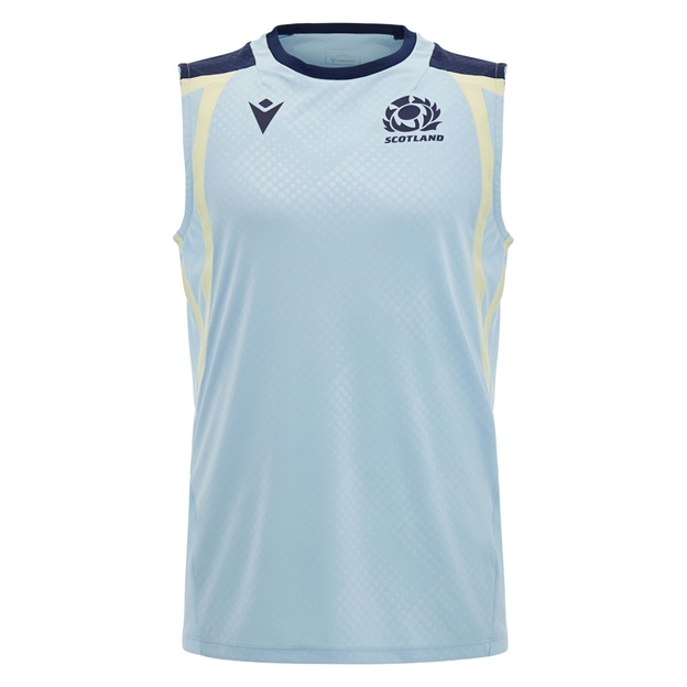 Scotland Mens Training Vest 26/27 Blue and Sand - Front View