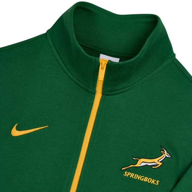 South Africa Springboks Mens Half Zip Sweatshirt 26/27 Gorge Green - Flatlay Detail Close-up