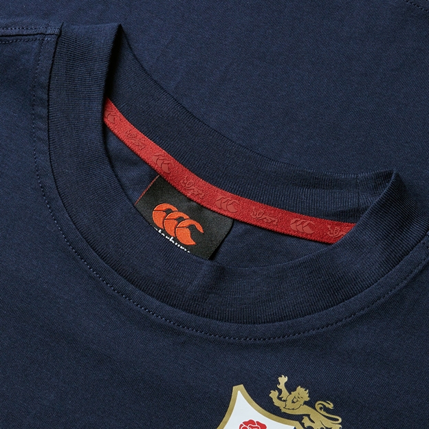 British and Irish Lions Junior Cotton T-Shirt Navy - Neck