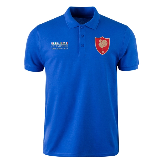 France Mens Champions 2025 Polo Shirt Royal Blue - Front View
