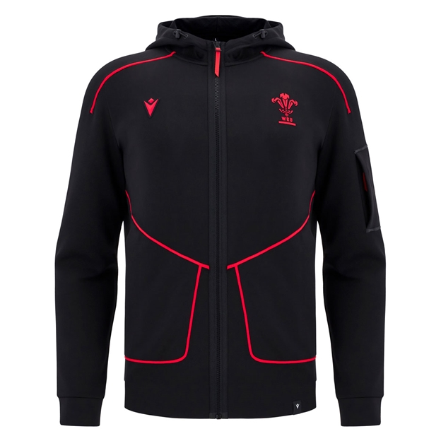 Wales Mens Travel Full Zip Hoodie 25/26 Black - Front