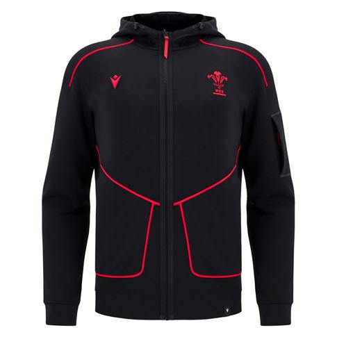 Wales Mens Travel Full Zip Hoodie 25/26 Black - Front Wales Mens Travel Full Zip Hoodie 25/26 Black - Front