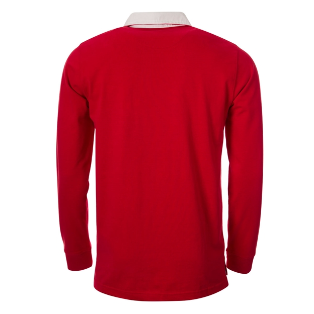 Mens Lions1888 Heavyweight Vintage Rugby Shirt Red Long Sleeve - Back