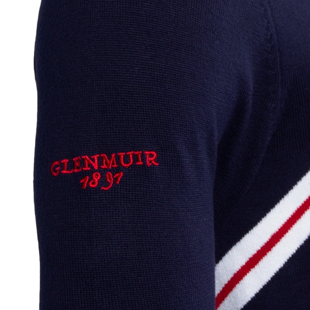 England Mens Glenmuir Union Jack Zip Neck Cotton Sweater Navy - Sleeve