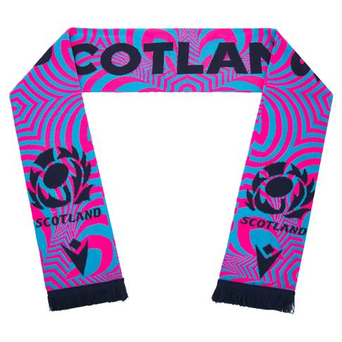 Scotland Scarf 26/27 Navy and Pink - Front View