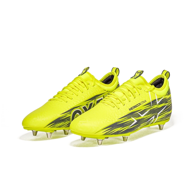 Oxen Kids Meta X 6S Soft Ground Rugby Boots Yellow Flare - Pair