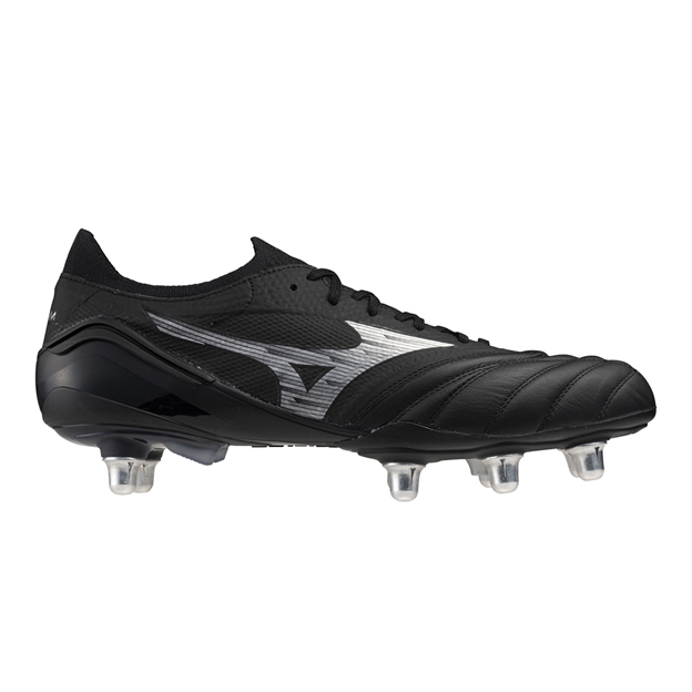 Mizuno Adults Morelia Neo IV Elite SG Rugby Boots - Black/Silver - Outstep