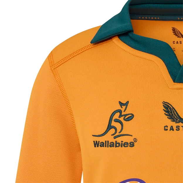 Australia Kids Home Rugby Shirt 26/27 Gold - Wallabies Embroidery